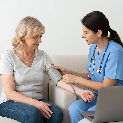 Live-in Carer Checking Blood Pressure