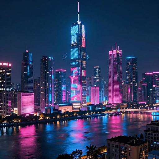 Neon Futuristic Cityscape at Night