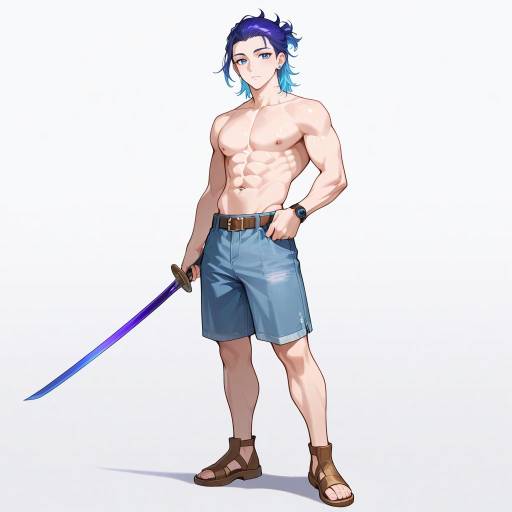 Leaning Warrior Man in Casual Attire Leaning Warrior Man in Casual Attire