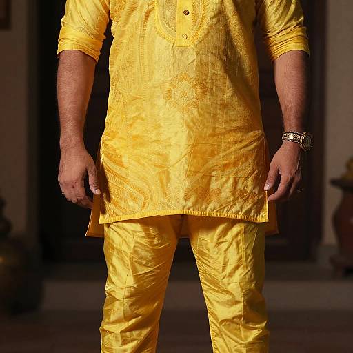 Traditional Indian Man in Yellow Outfit