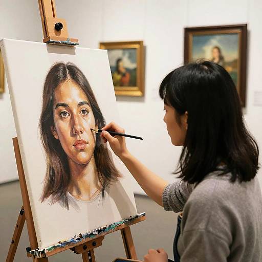 Girl Drawing Realistic Portrait