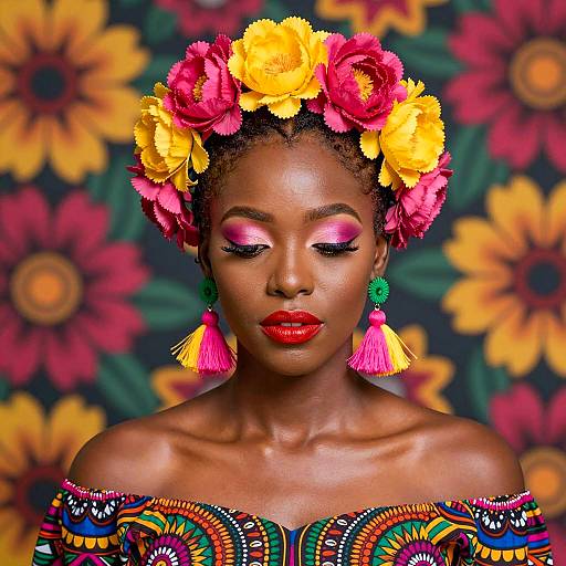 Vibrant Portrait of Floral Fashion