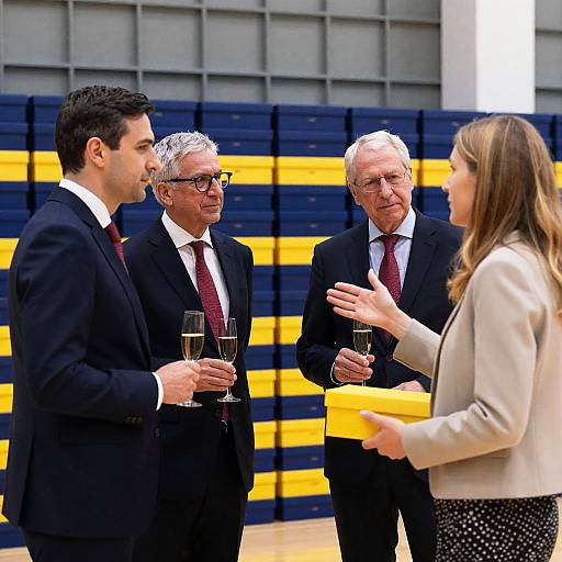 Three Celebrators in Boxed Backdrop