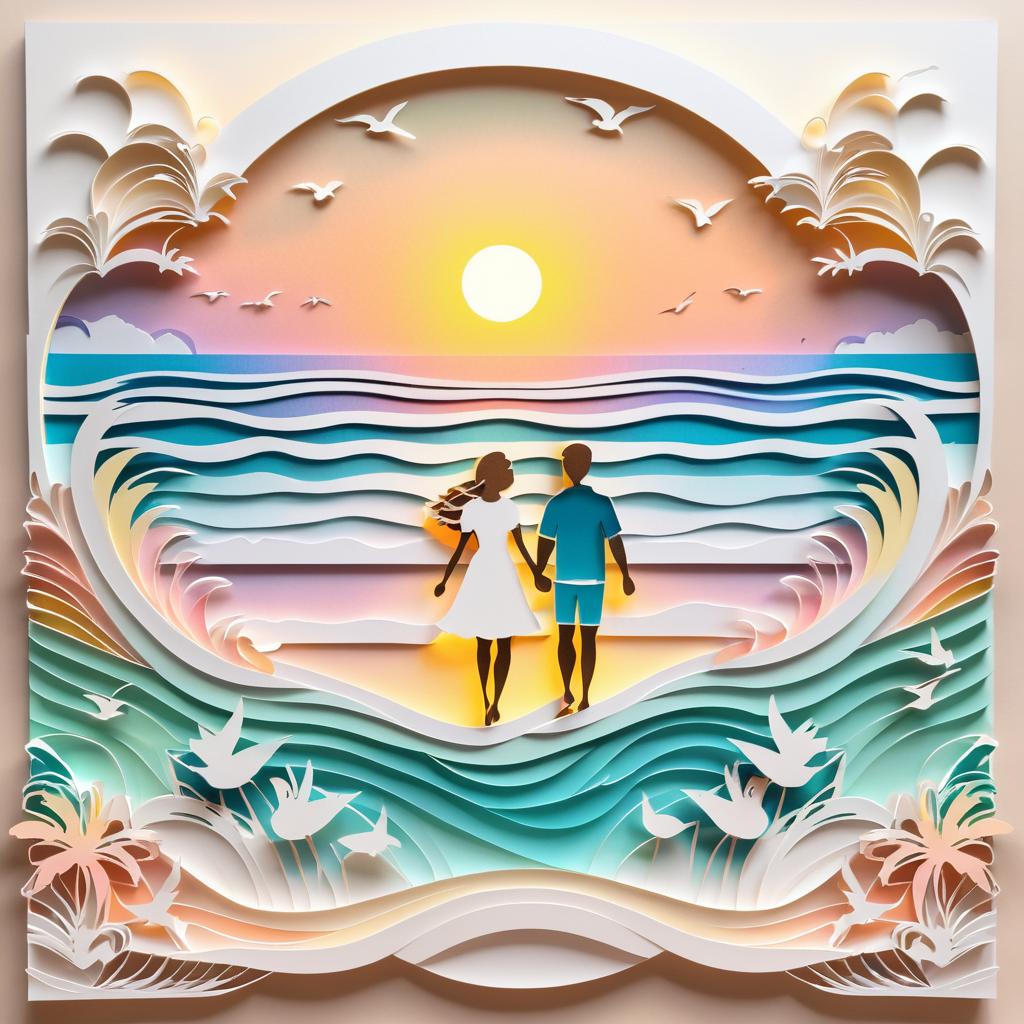 Joyful Couple at Sunset Beach Art