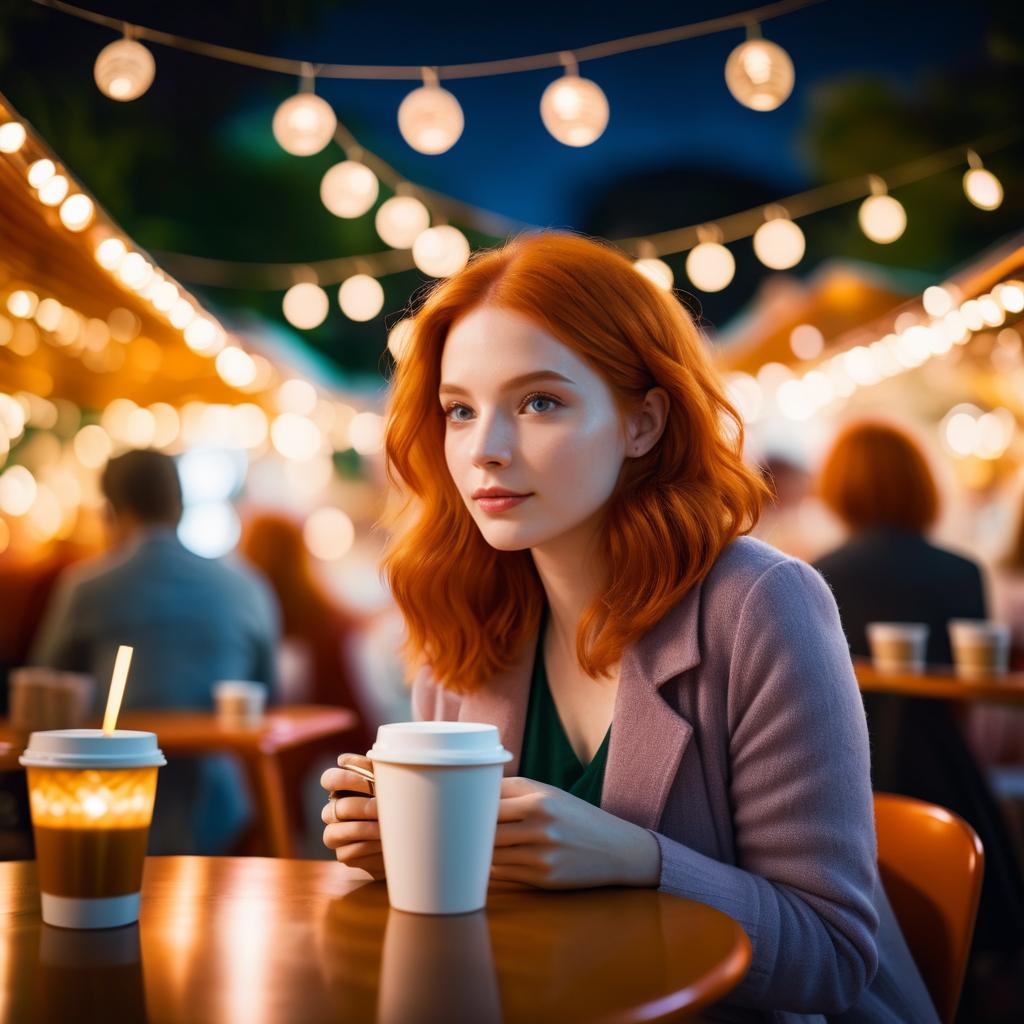 Captivating Redhead at Whimsical Night Market