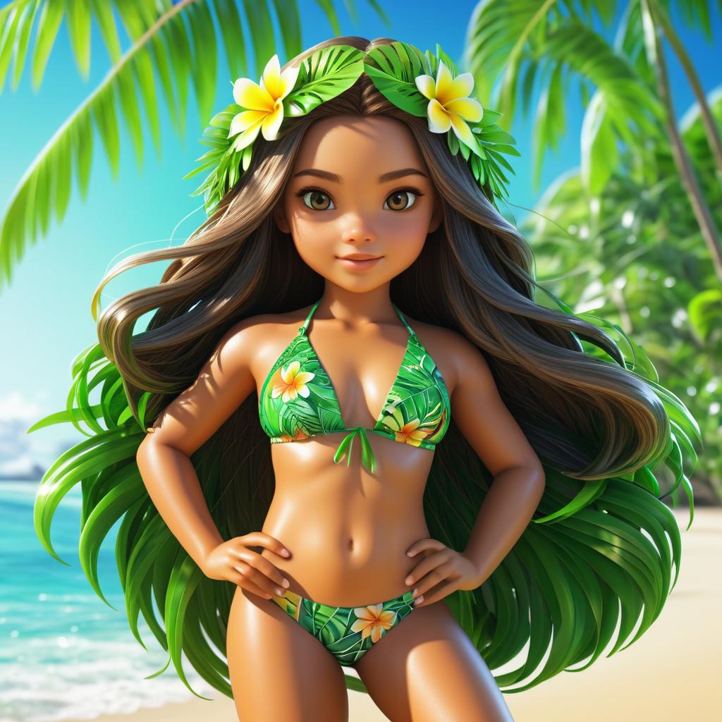 Charming Chibi Pacific Islander Girl Art