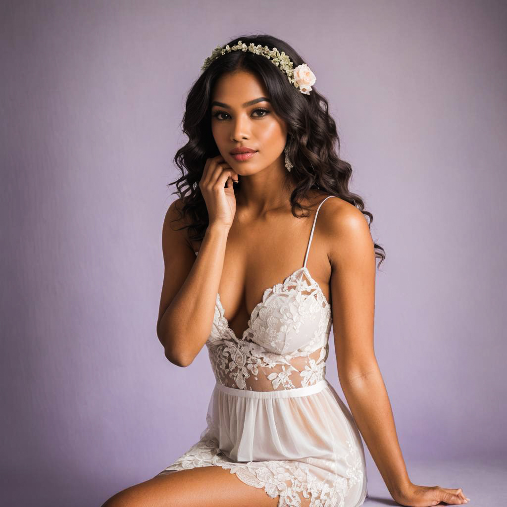 Shy Bride-to-Be in Dreamy Lingerie