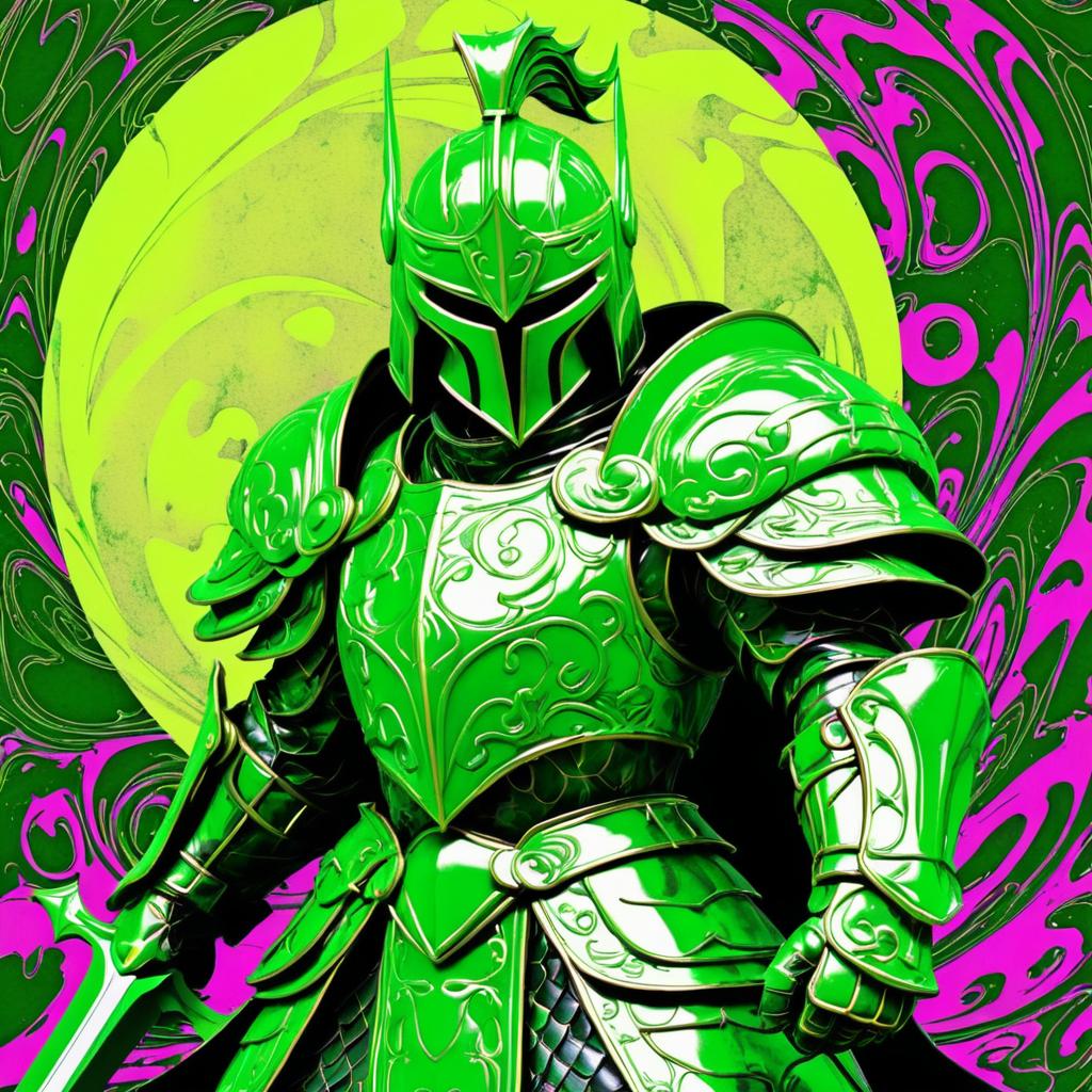 Neon Knight: Marbled Paper Art