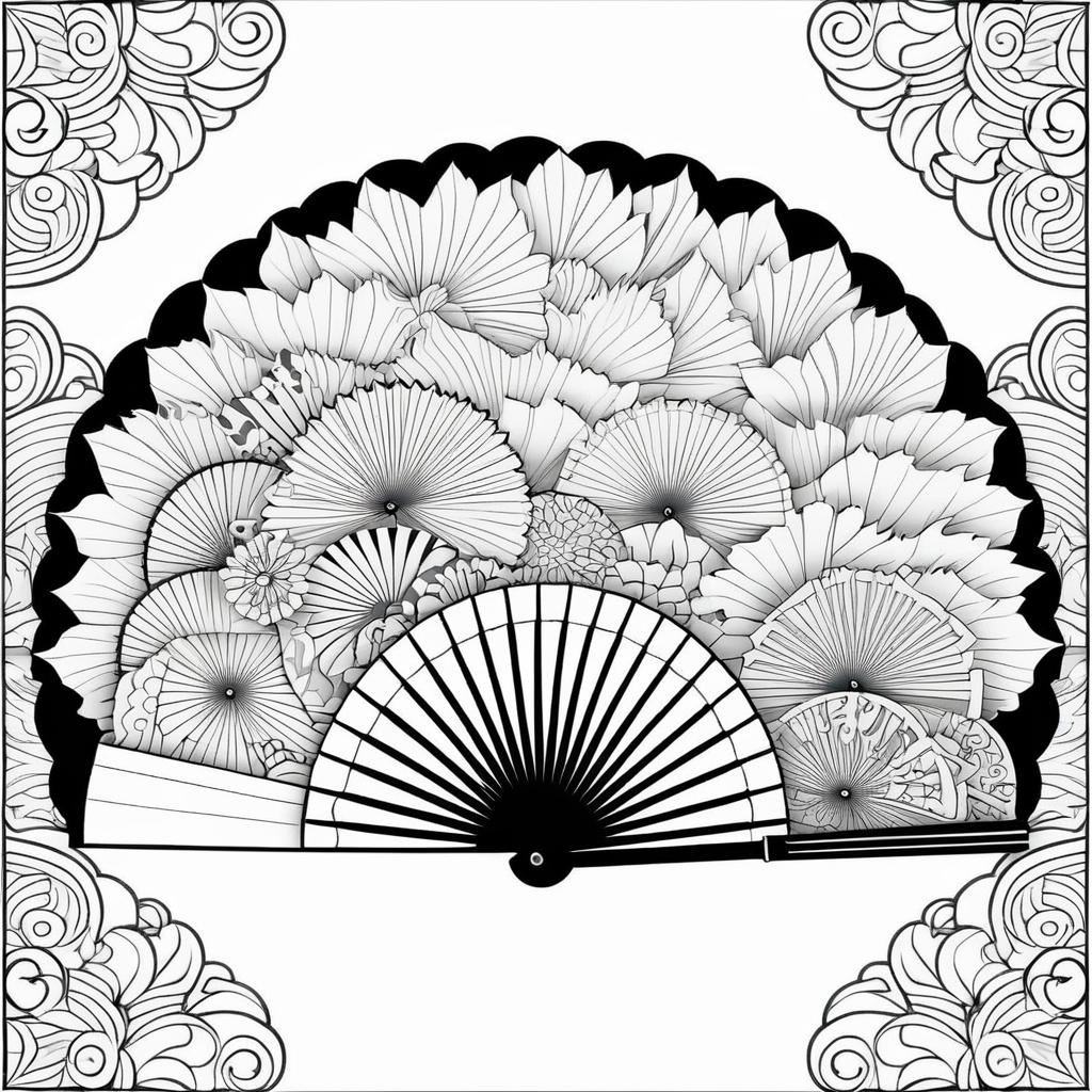 Intricate Japanese Fan Coloring Page