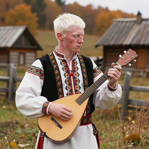 Albino Russian Folk Musician Painting