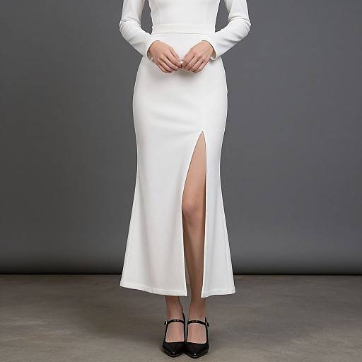 Female Model in White Dress