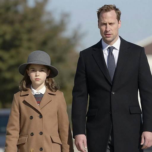 Serious Man and Girl Strolling Outdoors
