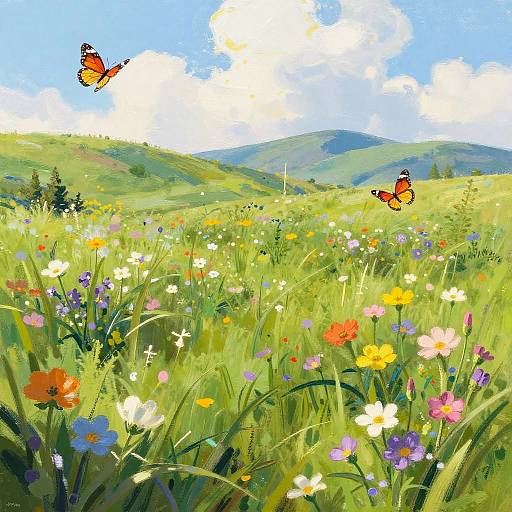 Vibrant Spring Meadow Impressionism