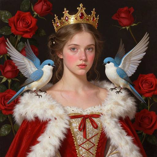 Regal Woman with Crown and Roses