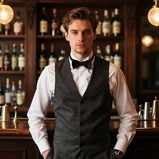 Vintage Man in Classic Bar Setting