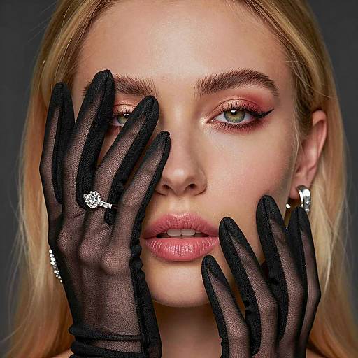 Blonde Woman with Sheer Gloves and Diamond Ring