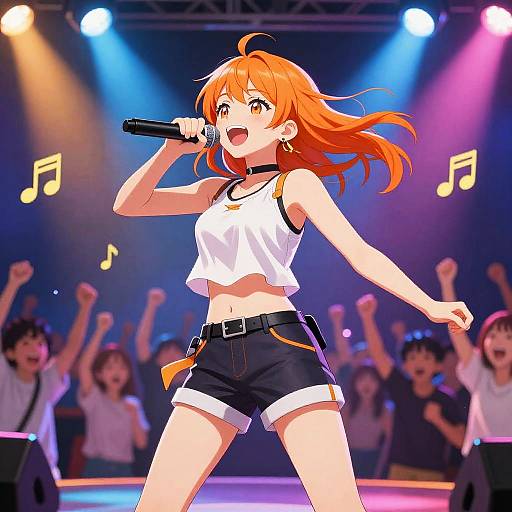 Energetic Orange-Haired Anime Singer