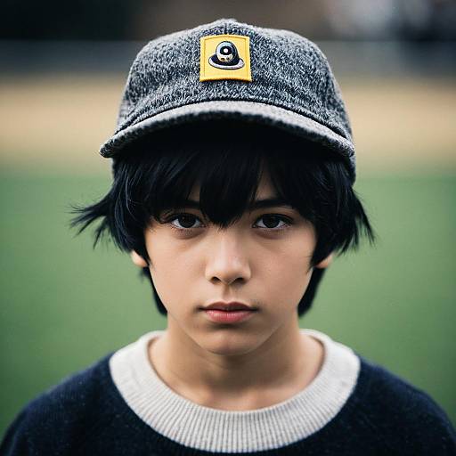 Portrait of Young Asian Boy Wearing Hat