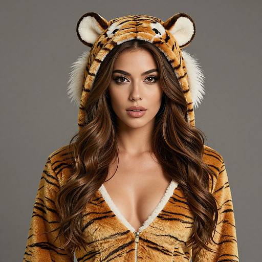 Female Model in Tiger Costume