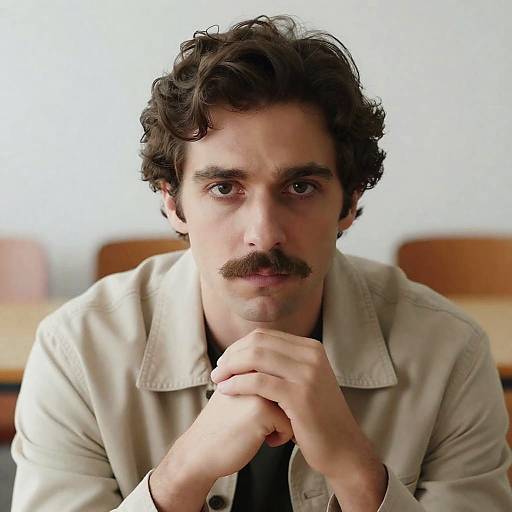 Intense Portrait of a Man in Beige