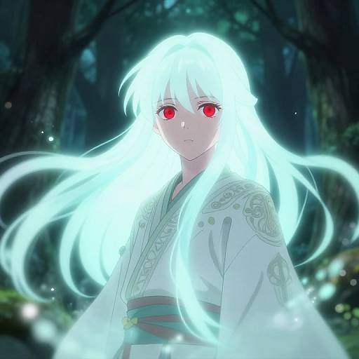 Mystical Anime Character in Forest