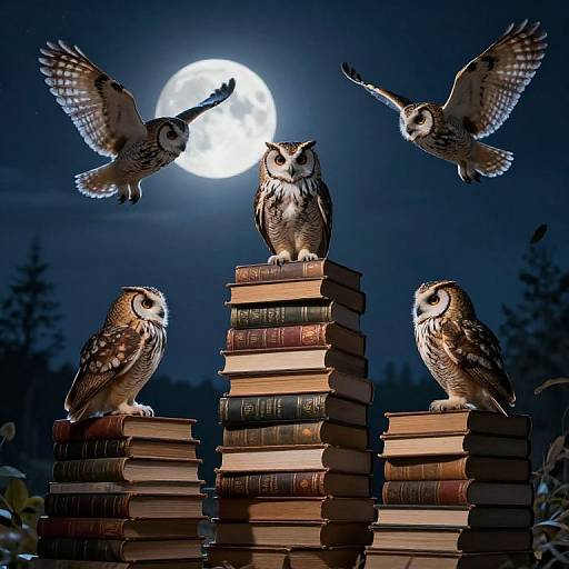 Owls Debating by Moonlit Books