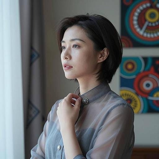 Elegant Asian Woman in Artistic Setting