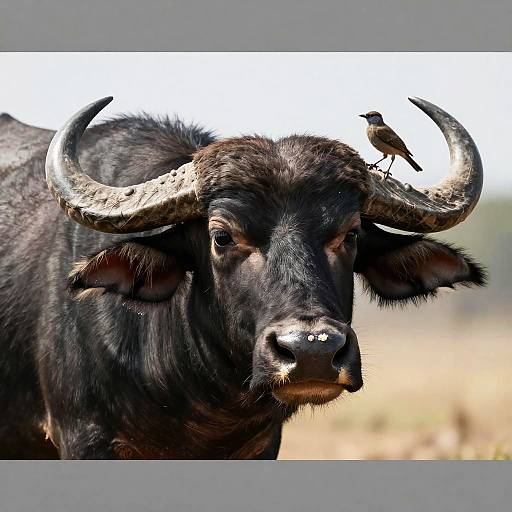 Close-Up Black Water Buffalo Portrait