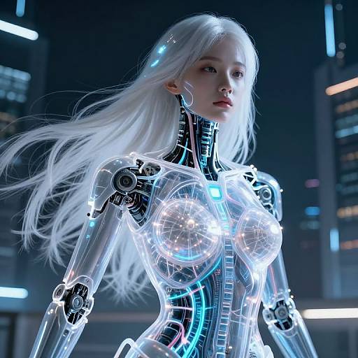 Cybernetic Girl with Transparent Torso