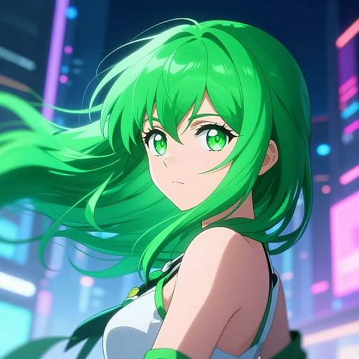 Vibrant Anime Character in Neon City