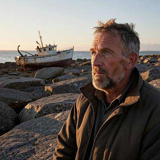 Melancholy Fisherman at Dusk