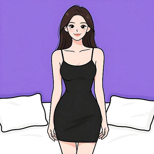 Smiling Woman in Minimalist Black Dress