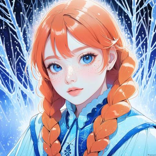 Illustration of Anna (frozen), frozen (disney) in the style of Imoko (imonatsuki)