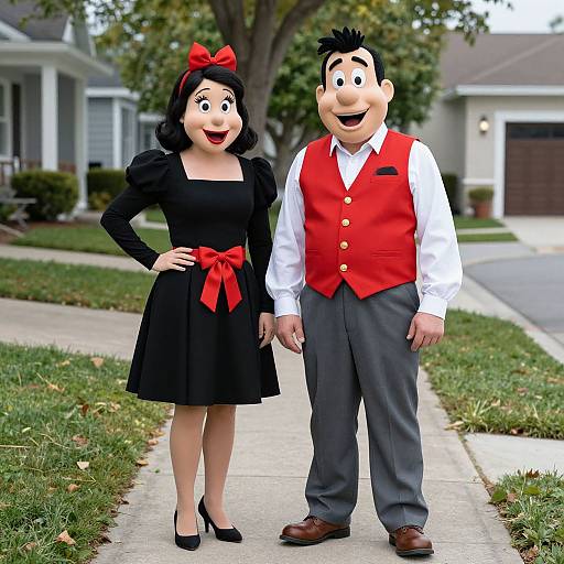 Iconic Cartoon Characters on Sidewalk