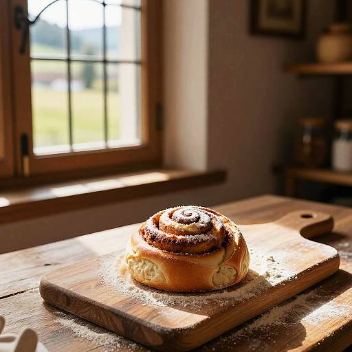 Cozy Cinnamon Roll in Swiss Bakery