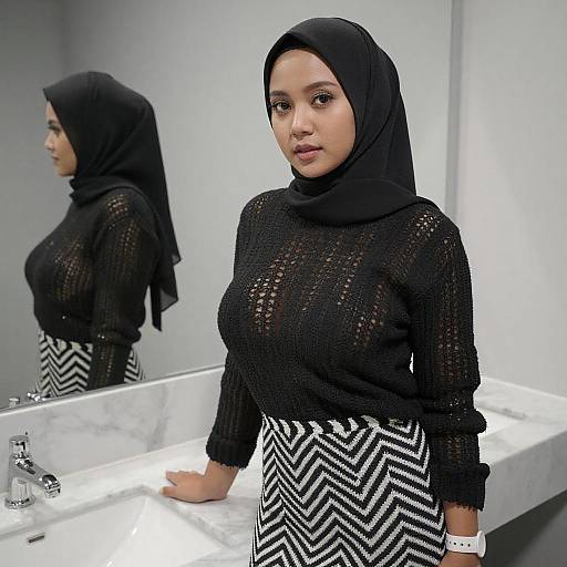 Young Asian Woman in Modern Bathroom