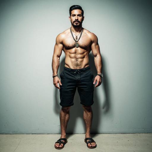 Muscular Male Model with Facial Hair