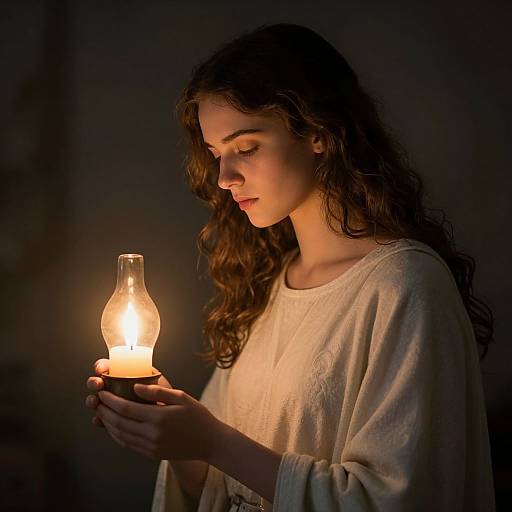 Christ Illuminates Soul with Lamp