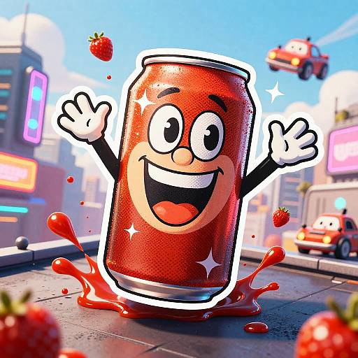 Energetic Cartoon Soda Cans