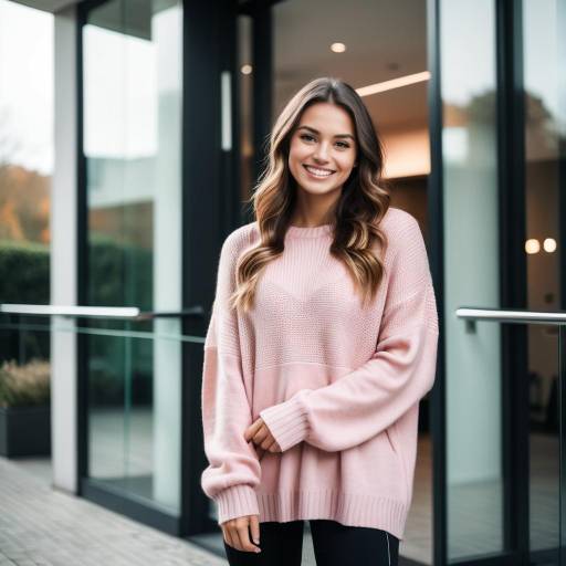 Young Woman in Pink Sweater Outdoors