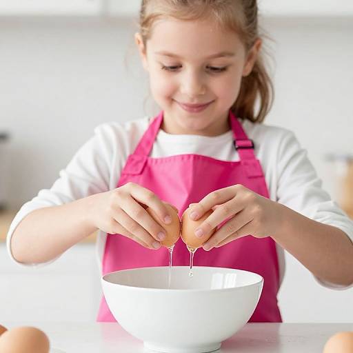 Joyful Girl Baking with Pink Apron