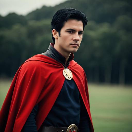 Man in Red Cape and Belt Costume