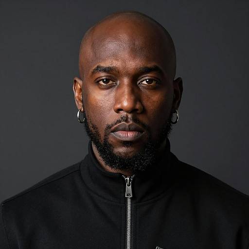 Serious Bald Black Man Portrait