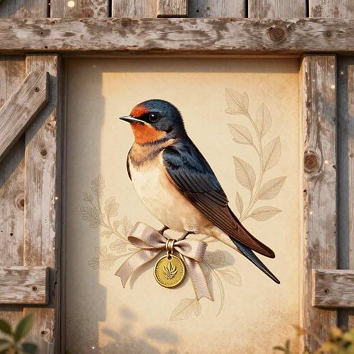 Elegant Barn Swallow in Rustic Sunset
