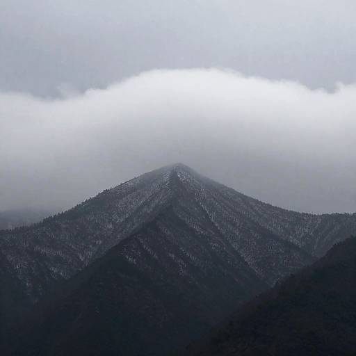 Monochrome Foggy Mountain Landscape in Grey
