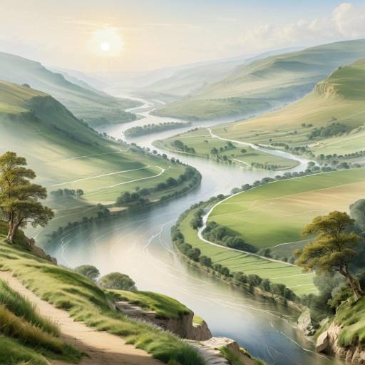 Serene River Valley in Turner Style