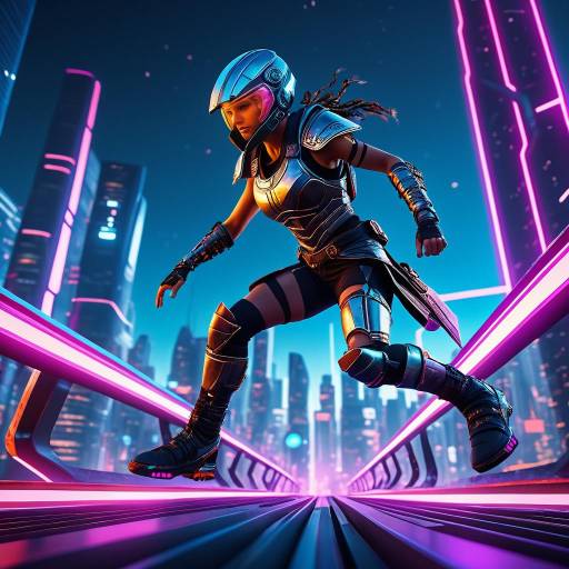 Futuristic Gladiator in Neon City Futuristic Gladiator in Neon City