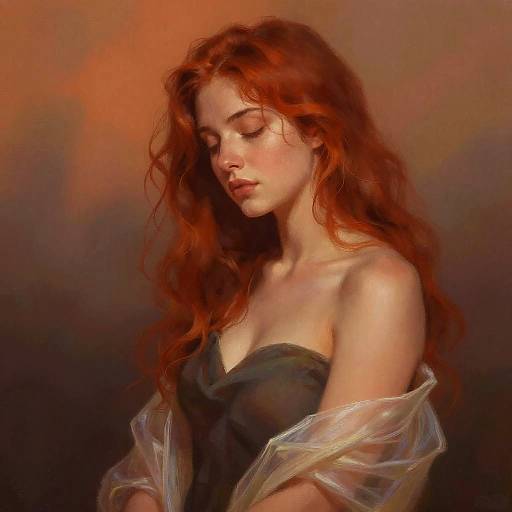 Serene Red-Haired Woman Digital Portrait