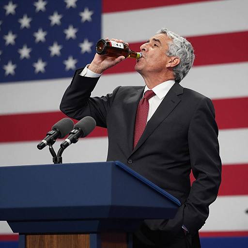 Elegant Man at Podium with American Flag