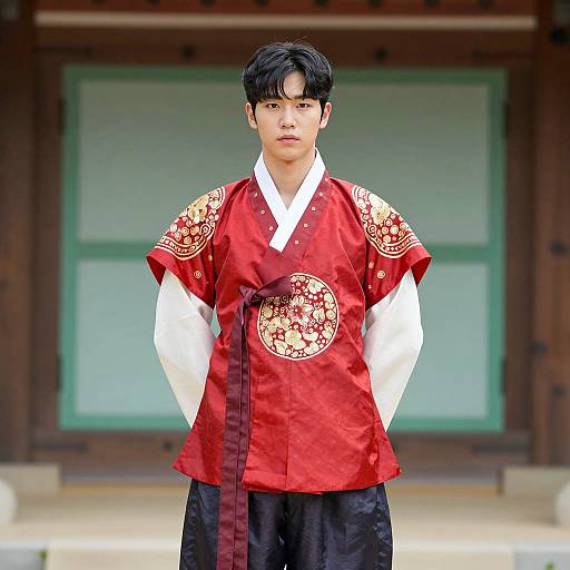 Young Asian Man in Traditional Korean Hanbok